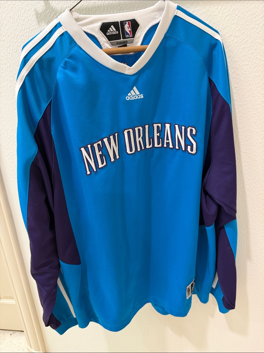 adidas Teal Blue and Purple New Orleans Basketball Pullover